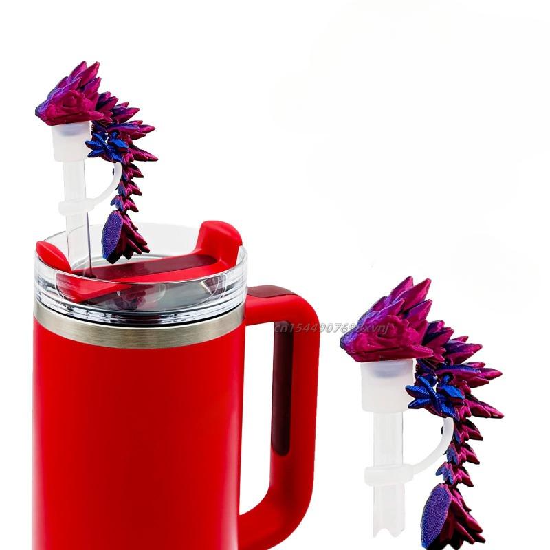 

3D Printed Mini Dragon Straw Cover Cap, Silicone Straw Topper Compatible For Stanley 30 & 40oz Household Cups Accessories