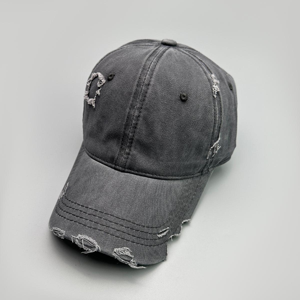 

Casual Notch Solid Personal Baseball Hats New Unisex Breathable Broken Style Sunshade Ins Versatile Distress Fashion Peaked Caps 52-60cm