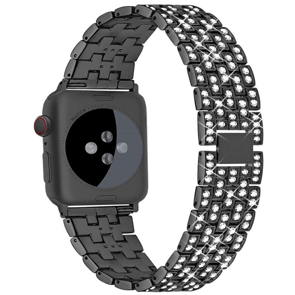 

Классический женский ремешок с бриллиантами для Apple Watch Band 8 7 6, ювелирный металлический ремень для iWatch 49 мм 41/45 мм 44/40 мм, браслеты серии SE 5 3 49mm чёрный