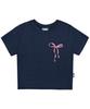 VIDEO JOCKEY Small Ribbon Crop T-Shirt [Navy]