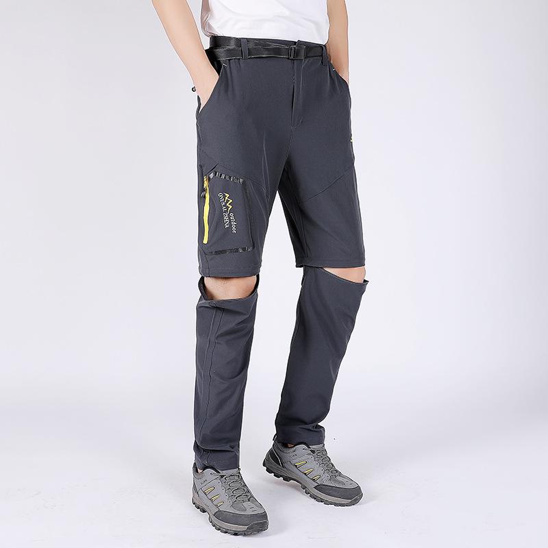 Men's Quick-Dry Detachable Hiking & Mountaineering Pants with Elastic Waistband and Team Logo.