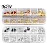 Metal Nail Charms 1 Set 3D Art 12 Grids Love Heart Charm Kit Flower Butterfly DIY Design Crafting Manicure Decoration Accessories Embellishments