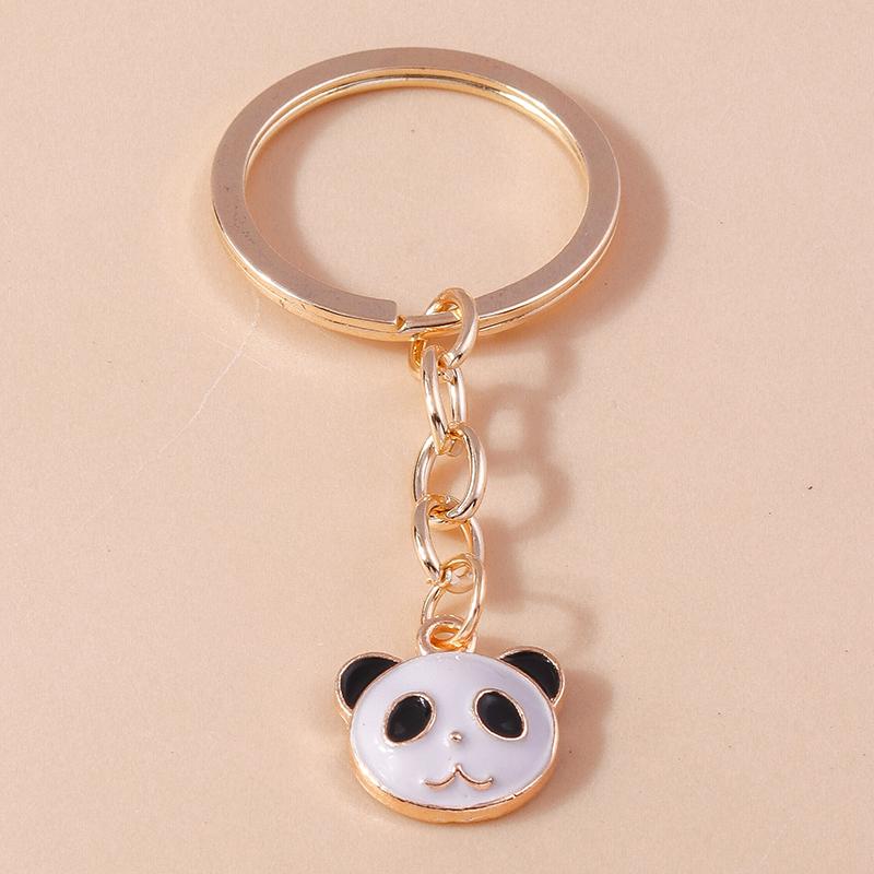 Cute Enamel Panda Keychain Cat Keyring Pendant for Car Key Holder Women Girls Handbag Accessories DIY Jewelry Gifts