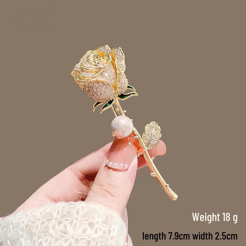 

Изысканная брошь-роза: Универсальная брошь-цветок из хрустальных страз с блестящим дизайном против оголения золотой