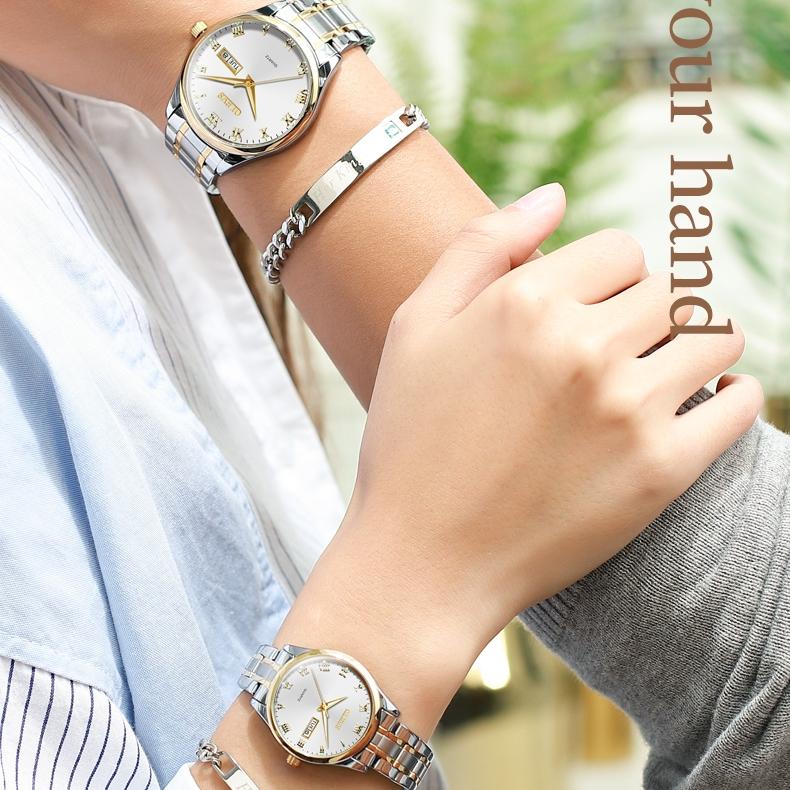 OLEVS Brand Watches Double Calendar Simple Quartz Watch Fashion Waterproof Steel Belt Men's Watch Men's Watch