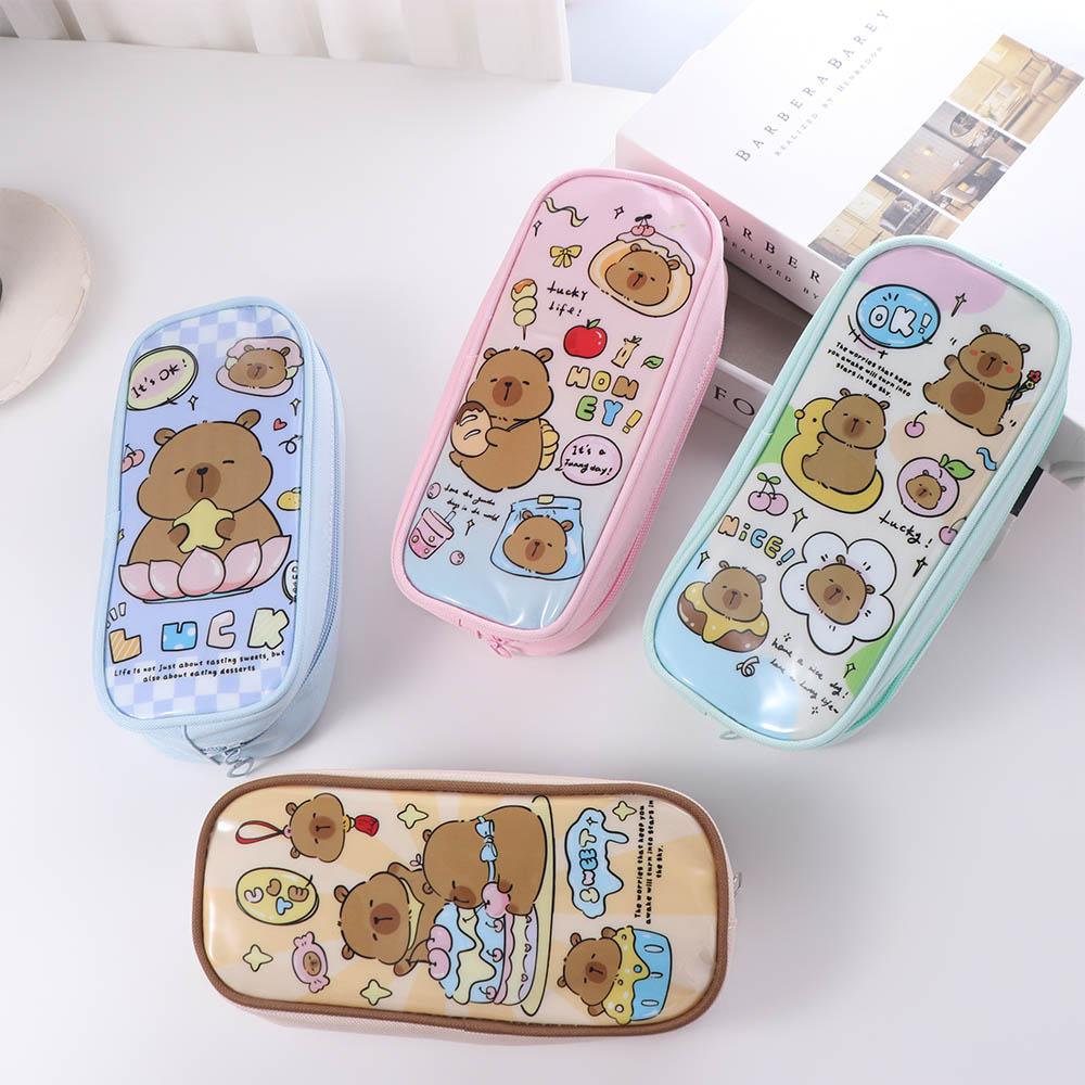 Desktop Storage Cartoon Capybara Stationery Bag Cartoon PVC Pencil Pouch  Children