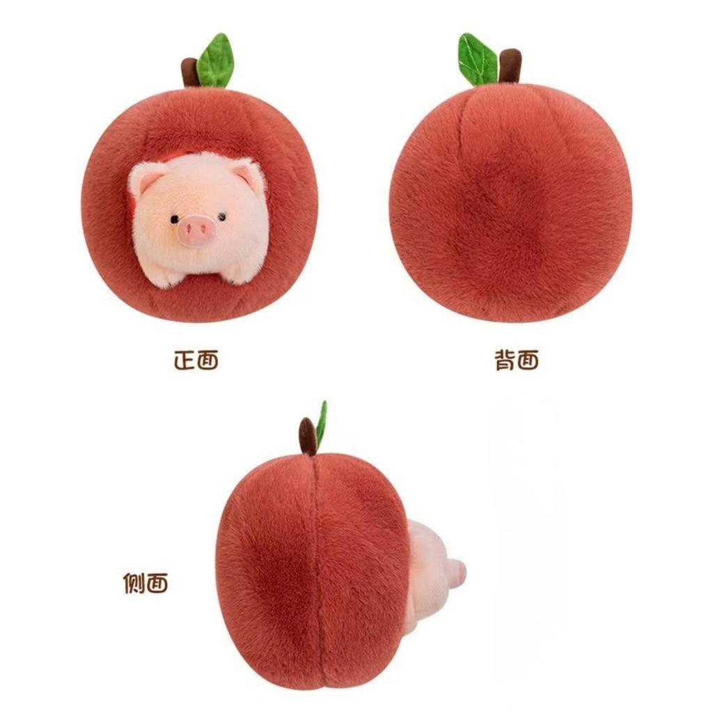 Süßes Schwein Plüschtier mit Apfel - Klein, Beruhigendes Tier, Geschenk zum Geburtstag, Spielzeug, Tierpuppe, Weiches Polyester, Schlafzimmerdekoration, Weihnachten,