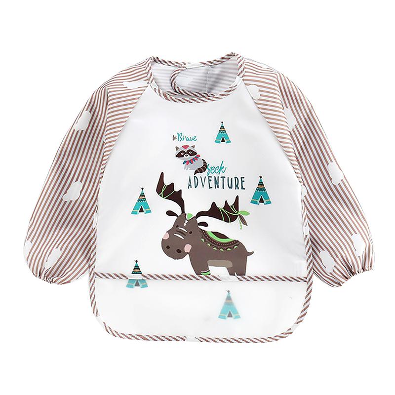 Cute Baby Bibs Toddler Baberos Bavoir Waterproof Long Sleeve Apron Cartoon Animals Children Feeding Smock Bib Baby Stuff 0-3Y