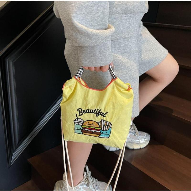 Fashion Sweet Nylon Embroidered Canvas Shoulder Bag Casual Commuter Student Small Square Bag Trend Versatile Crossbody Bag