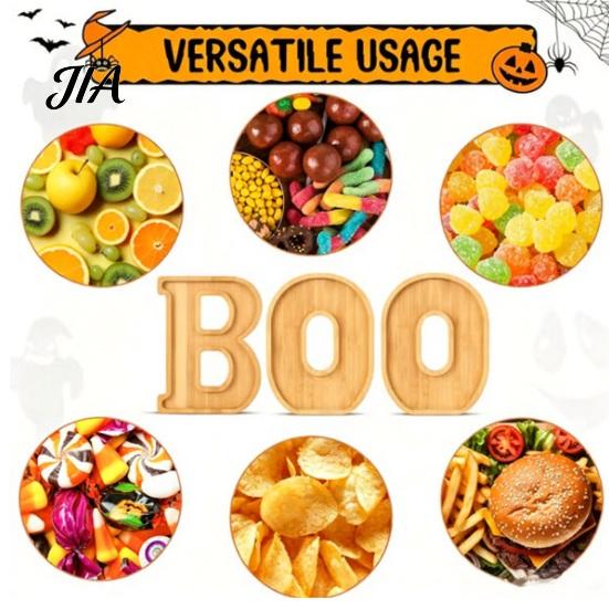 Kitchen Serving Supplies 3Pcs Halloween BOO Letters Fruit Tray, Large Fillable Candy Server, Snacks Themed Party Appetizer Board Cookies Platter,