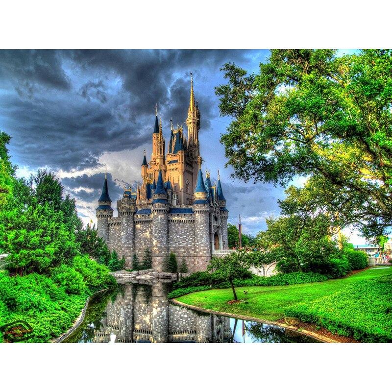 New 5D DIY Diamond Painting Landscape Castle Diamond Embroidery Full Round Drill Rhinestone Craft Scenery Home Decor Gift