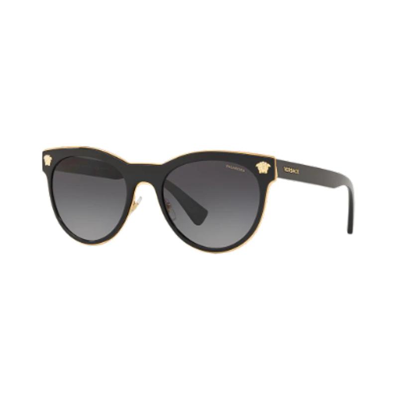 Versace Medusa head pattern logo inlay, polycarbonate metal, irregular shape, sunglasses, unisex couple style, black VE21981002T3-Black 54