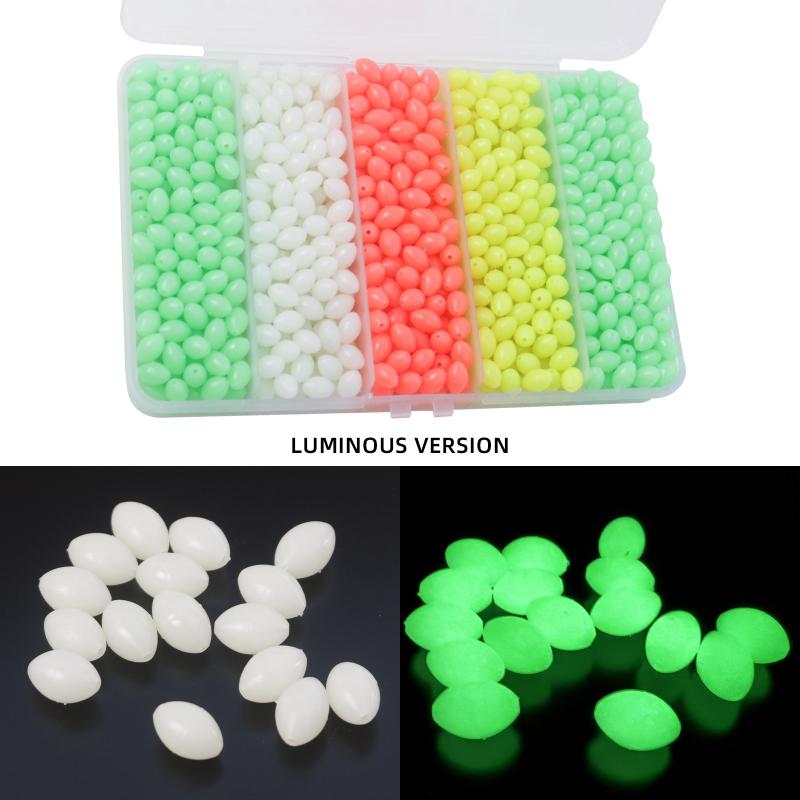 1000 szt. Luminous Fishing Space Beans Pudełko Okrągłe Kulkki Pływające Glow-In-The-Dark Stopery Koraliki do Przyponów Akcesoria do Wędkowania