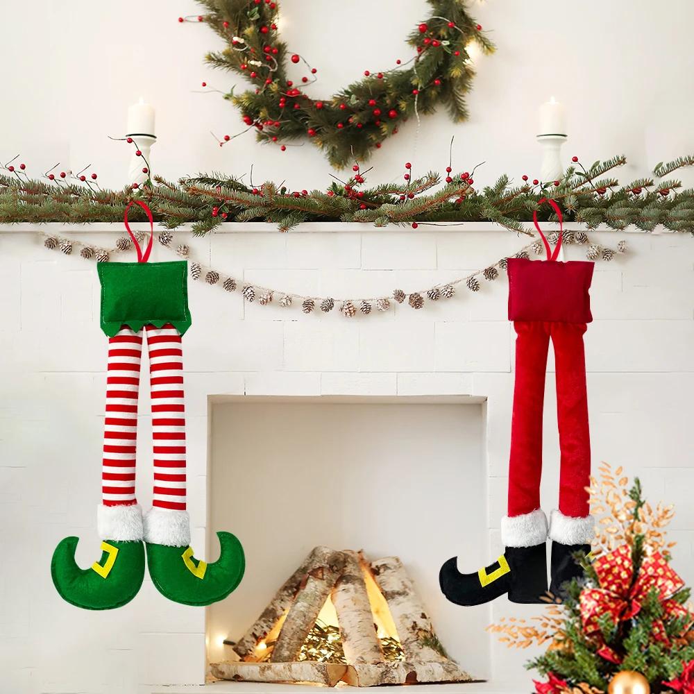 New Year Christmas Elf Santa Legs Car Accessories Christmas Decor For Home Xmas Hanging Tree Pendants Ornaments Happy Party Gift