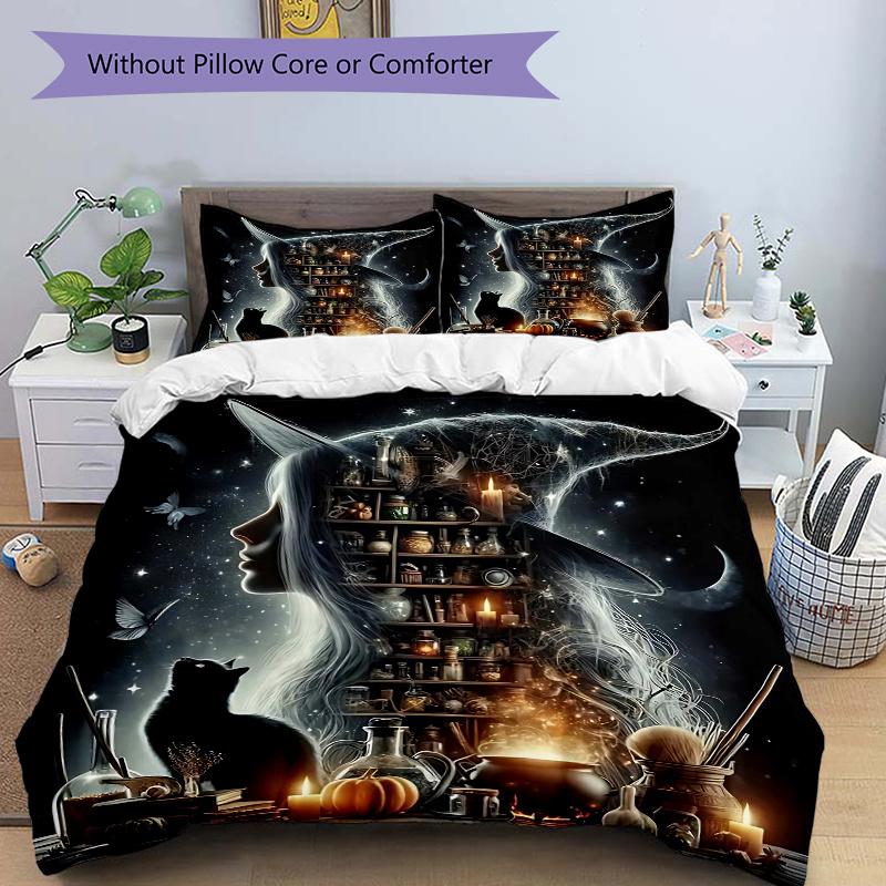 

3pcs Witch s Cauldron Quilt Set Cartoon Themed Bed Quilt Set Lovely Character Bedroom Decor Bed Quilt Set 135x200cm