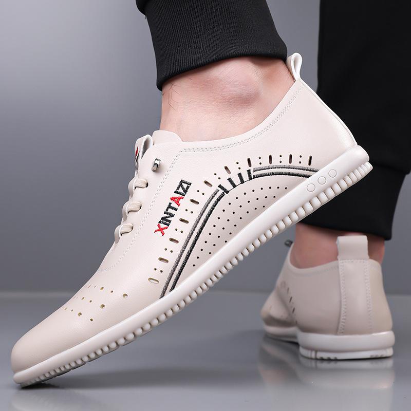 Summer Trendy Shoes Fashionable Versatile Personality Men's Casual Business Leather Shoes Crocodile Pattern Leather Surface Trend One Pedal Men's Shoe