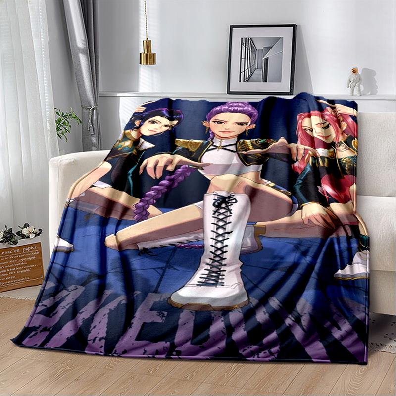 Cartoon Kpop Demon Hunters Rumi Mira Zoey HD Soft Flannel Blanket for Beds Bedroom Sofa,Throw Blanket for Cover Picnic Gift