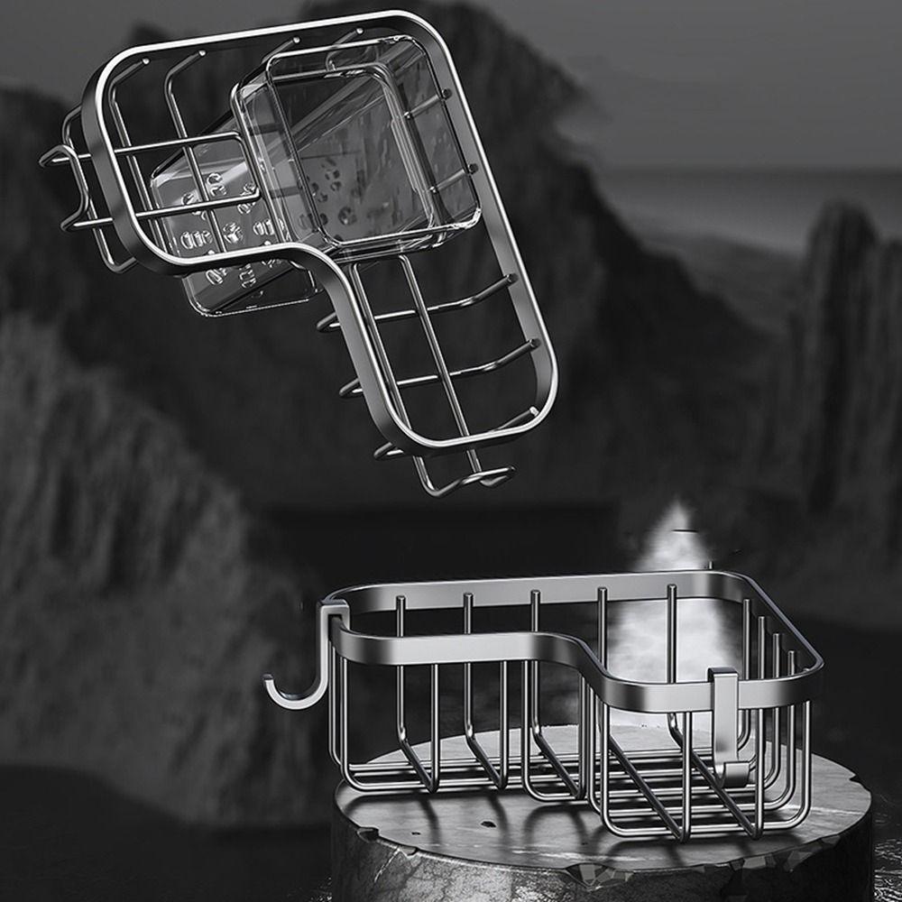 Carbon Steel Sink Drain Rack Wall Mounted Sponge Storage Basket Triangular Drainage Rack  for Home