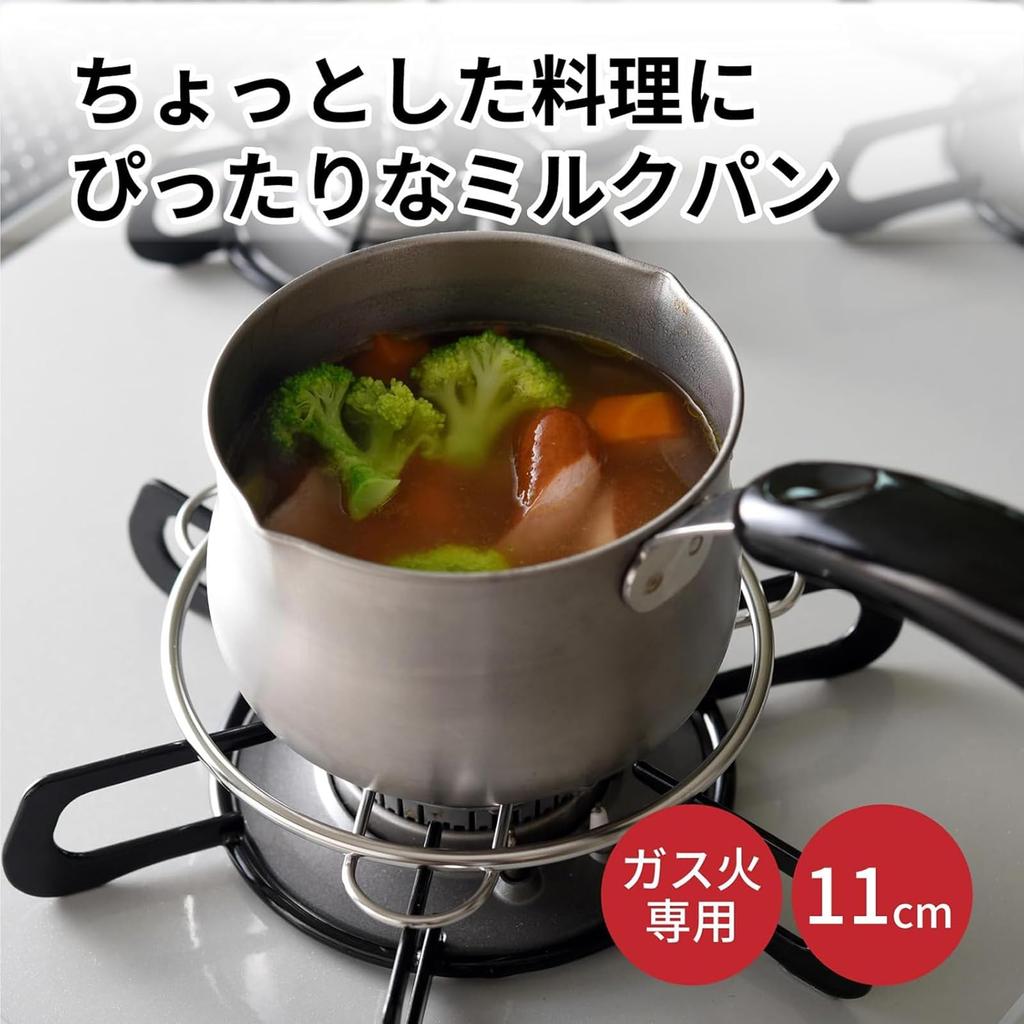 Ernest Small Milk Pan with with Spouts on Both Gas Stove Stainless Convenient Made in Lid, 11cm, 0.8L, Sides, Only, Steel, Pot, Tsubame-Sanjo, Japan,