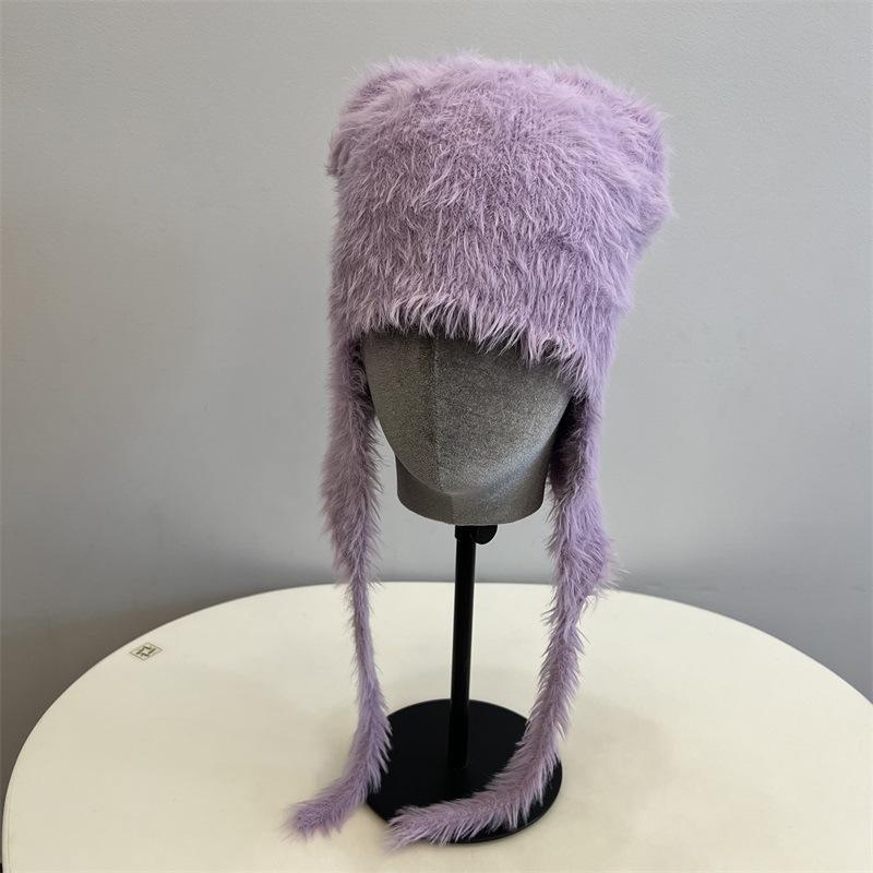 

Мягкая вязаная женская осенне-зимняя шапка в студенческом стиле, ветрозащитная, маленькая и свежая, для улицы, от холода и снега M（56-58cm） фиолетовый
