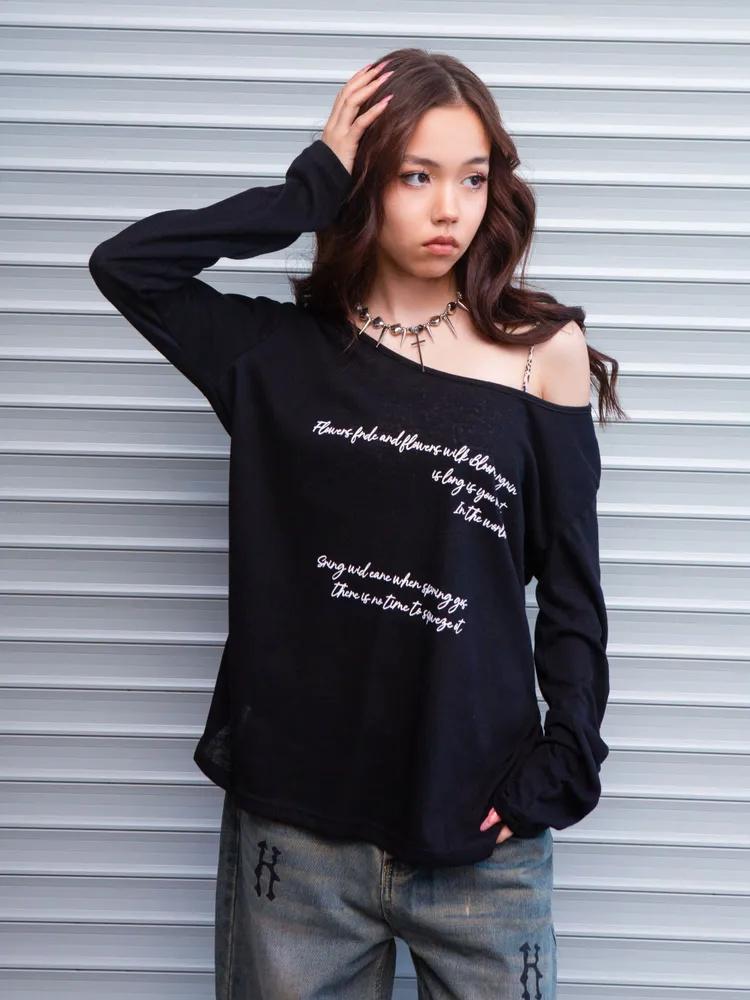 

Women s Hollow Knitted Tops With See-through Collar And Thin Sweaters S чорний