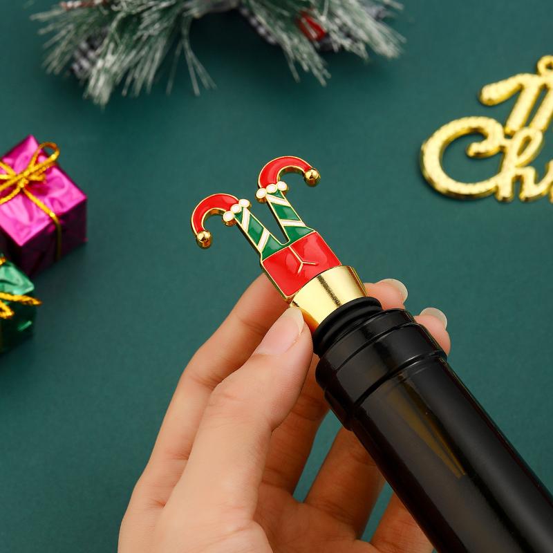 Christmas Themed Snowman Wine Stopper Durable Zinc Alloy Leakproof Wine Fresh Keeper for Home Bar Xmas Party Gift