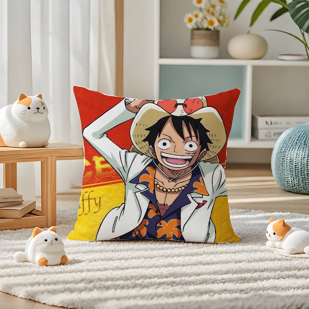 One Piece Portgas D Ace Anime Plush Pillow Cover Soft Short Plush Cushion Cover For Sofa Bedroom Home Decor Gift Decoration
