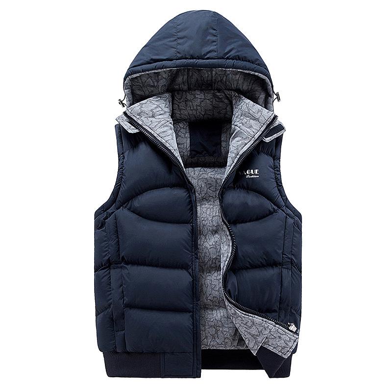Men's Hooded Winter Vest: Thick, Loose, Casual Jacket