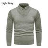 Men's Trendy Striped Two-Piece Look Pullover Sweater - Warm, Velvet-Lined Knitwear for Autumn/Winter