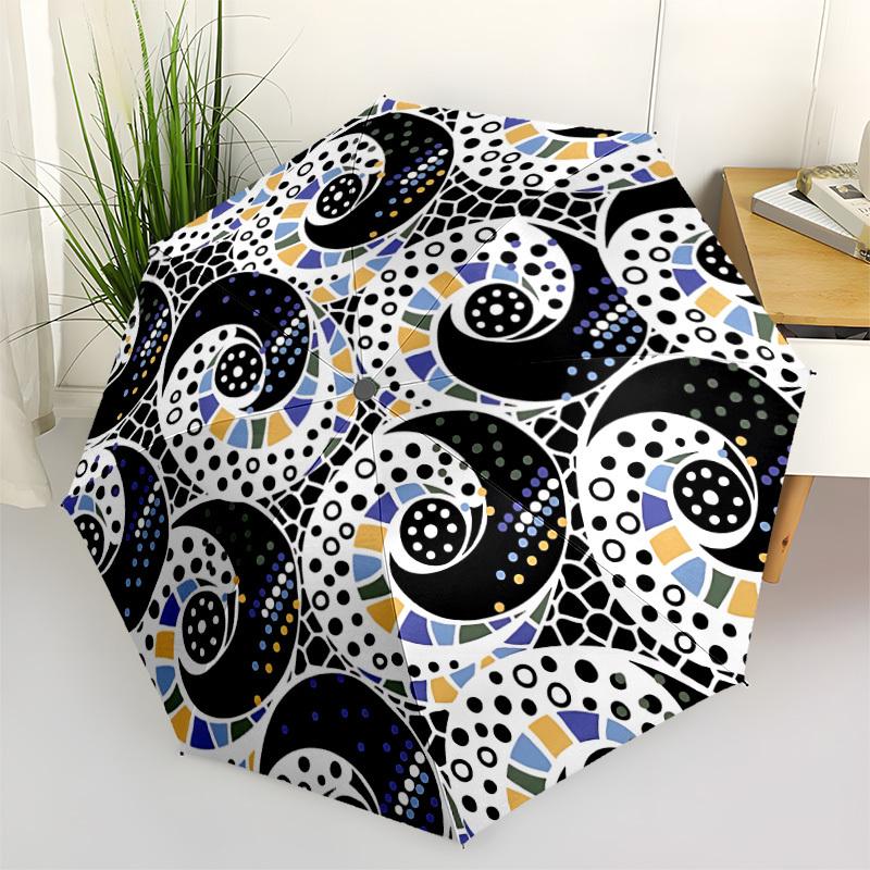 

1pc Mosaic Pattern Open/Close Folding Umbrella, All- Portable Umbrella for & Men, Stylish Accessory (Holiday Gift) 8-Rib yy251213142
