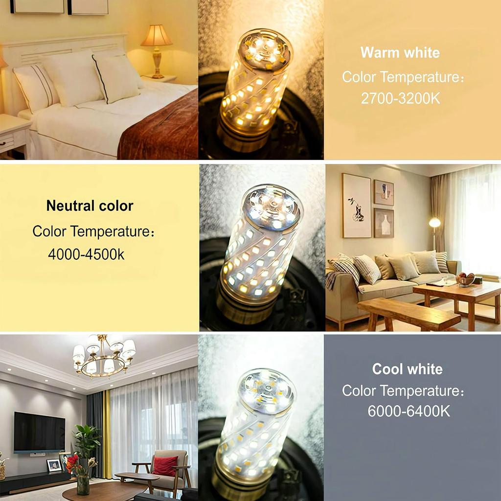 Energy Efficient E27 LED Corn Bulb 220V 12W 16W, No Flicker SMD2835, for Home Lighting Indoor Decor Bright Bulb Replace 100W Halogen, Warm/Cool White