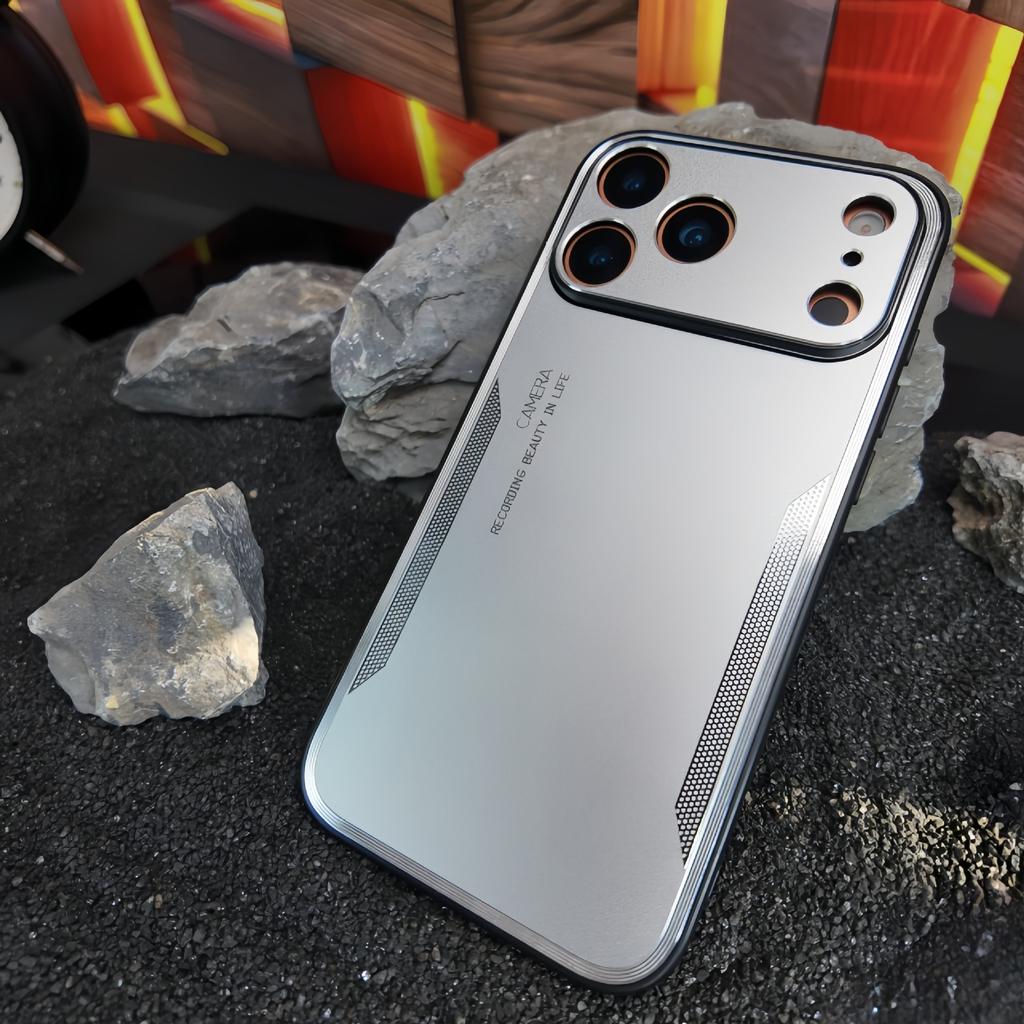 Applicable iPhone 17Promax mobile phone case Apple 16 metal matte 15PRO contrasting color anti-drop protective case