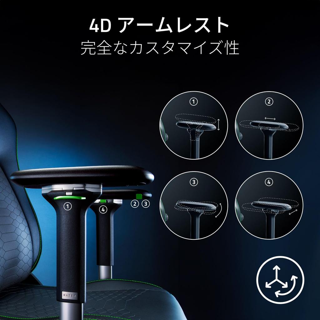 Razer Iskur V2 Black Gaming Chair Movable Lumbar Support High Density Foam Cushion 4D Armrest Head Cushion Included EPU Grade Synthetic Leather Black