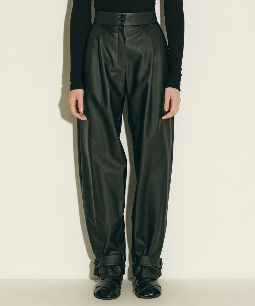 JUN BY JUN K Pow Leather Strap Pants_Black