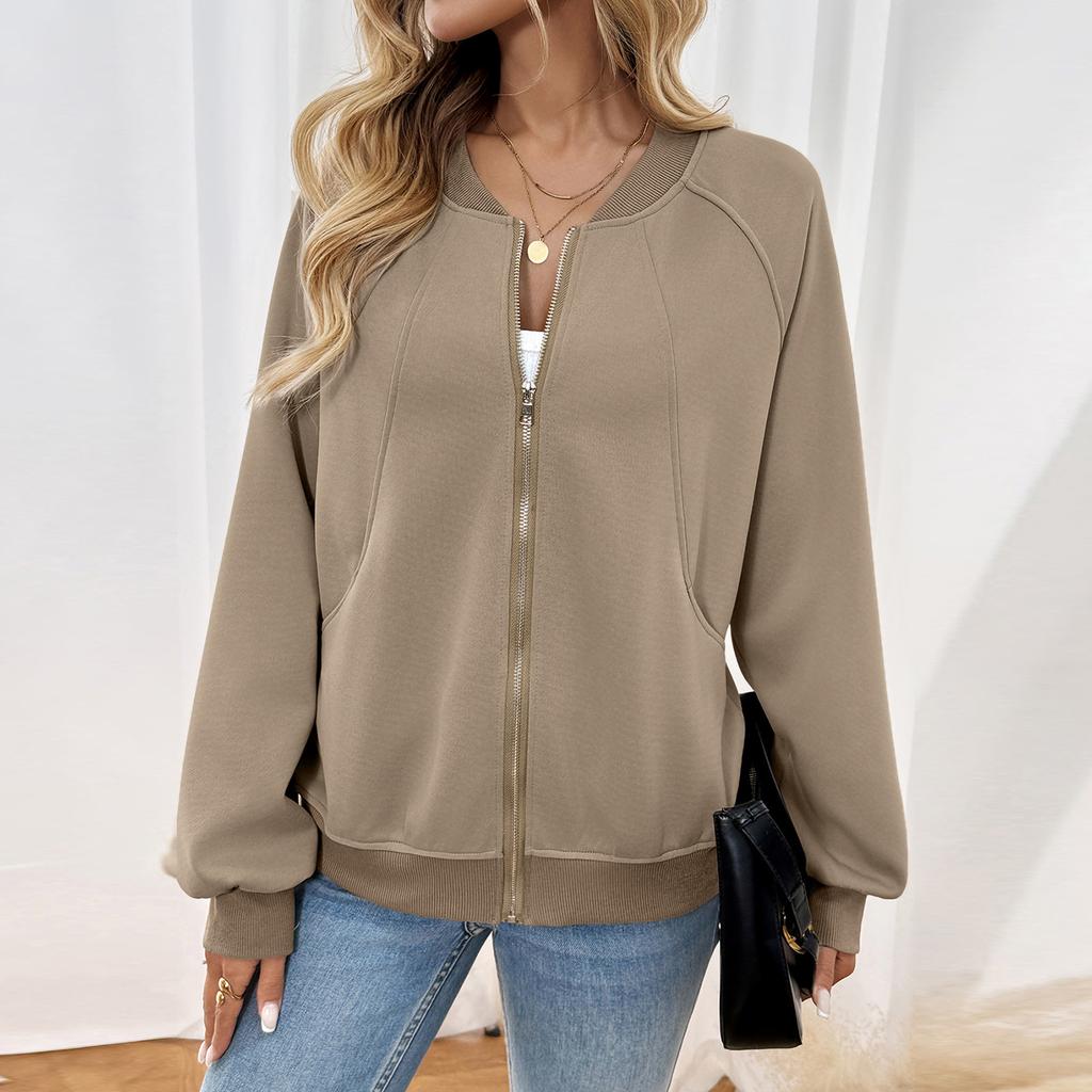 Women's Casual Loose Solid Color Jacket Long Sleeve Coat