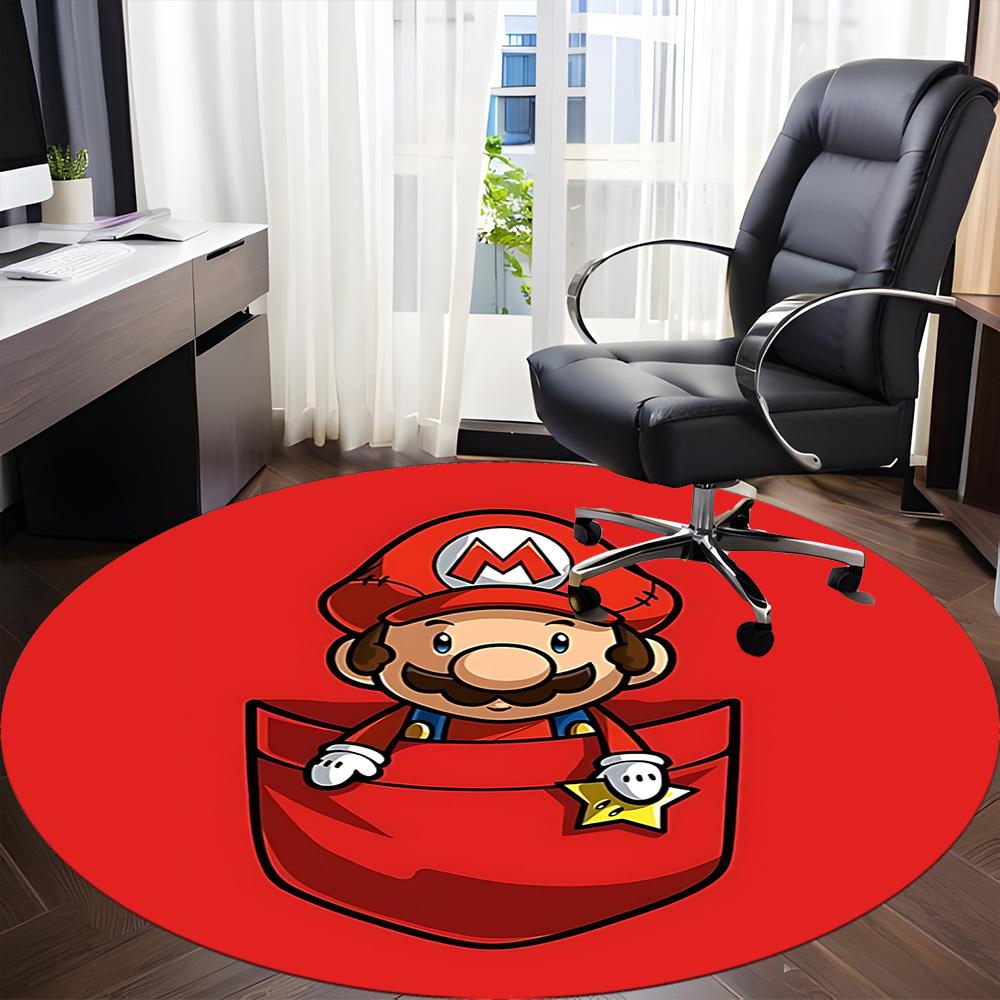 1pc Pocket Mario Office Round Area Rug, Under Office Chairs Bedroom Living Room Home Decor  A1022241