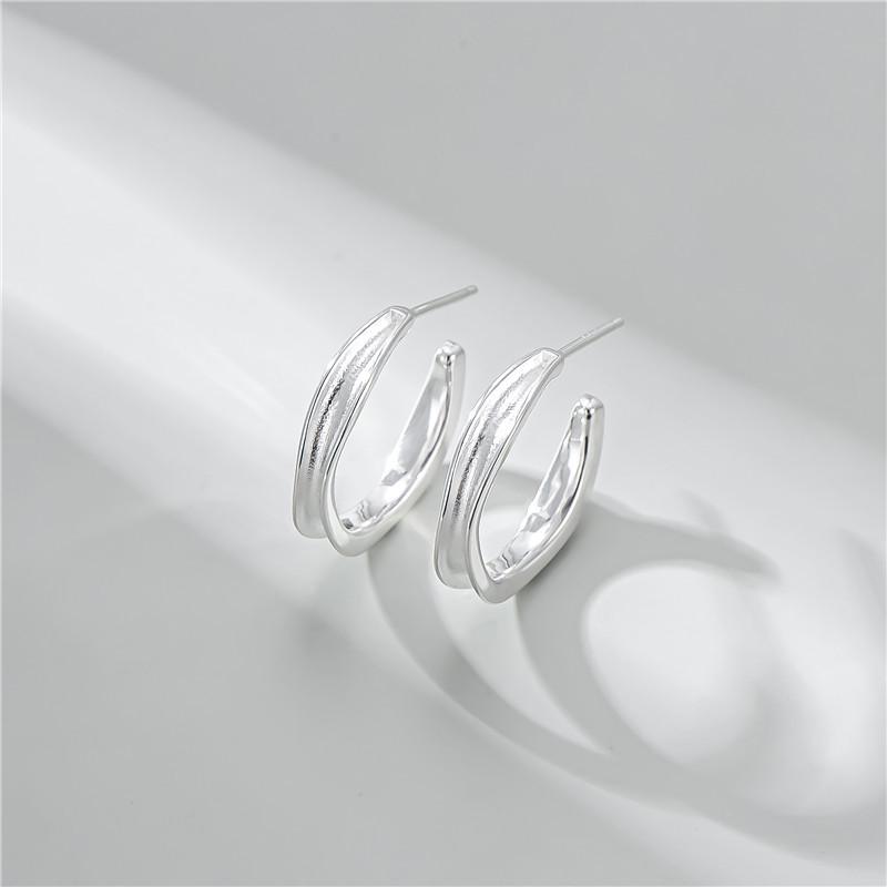 Korean Style Retro C-Shaped S925 Sterling Silver Earrings