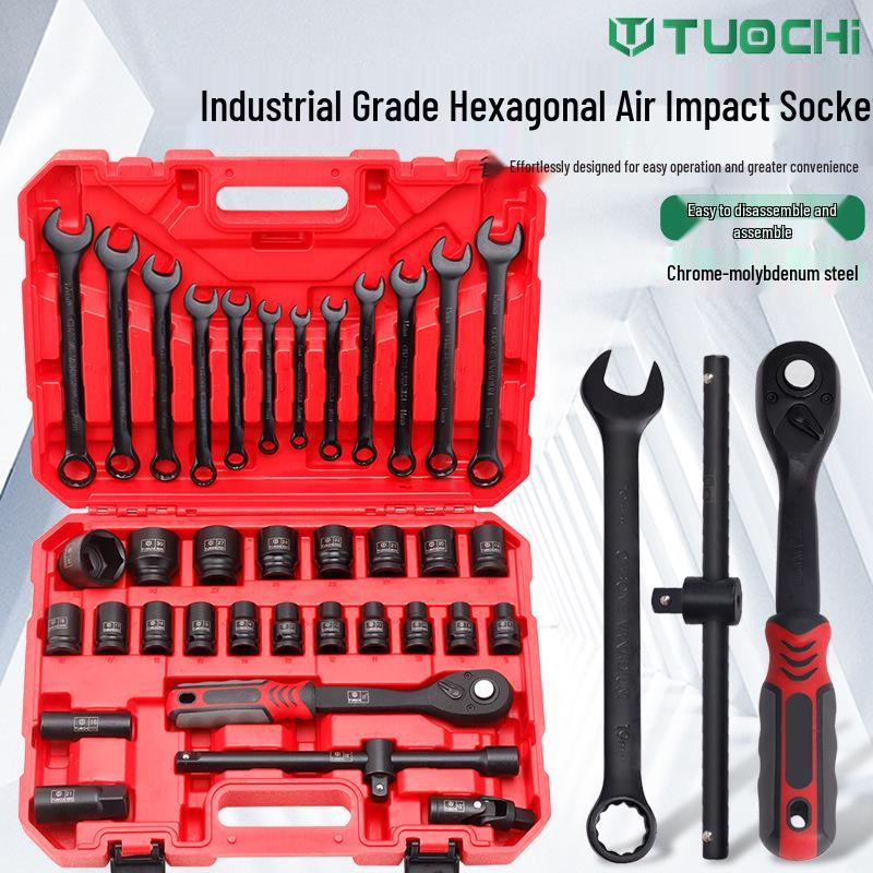 37-Piece Car Repair Tool Set: Ratchet, Wrench, and Socket Combination