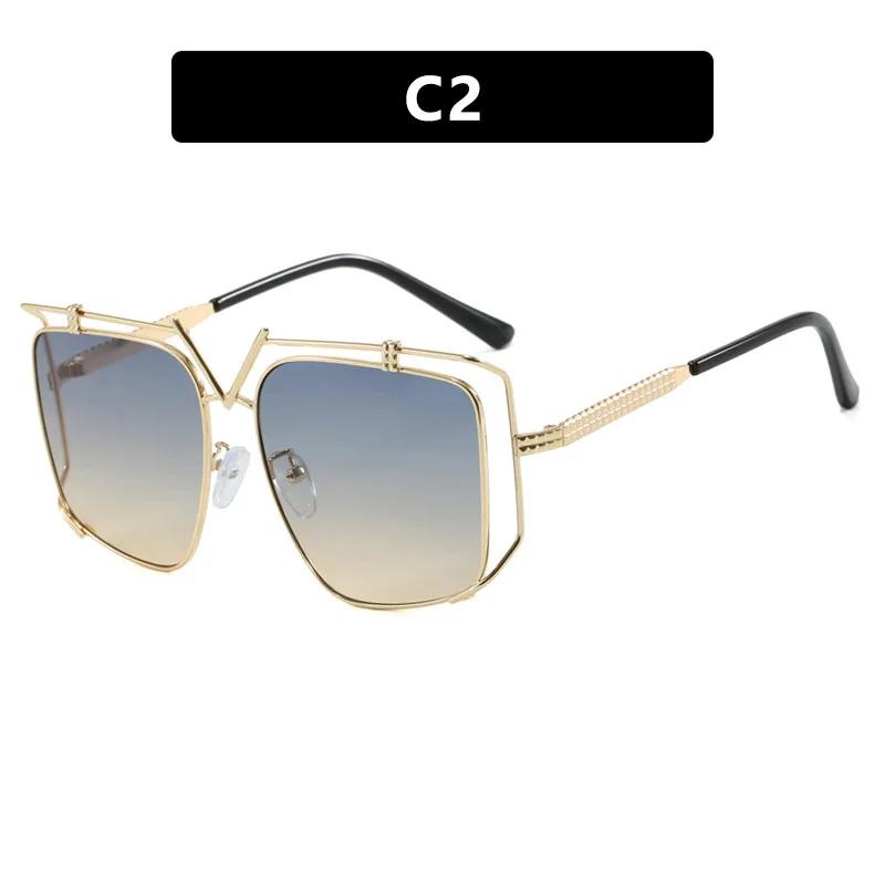 Oversized Sunglasses Women For Men Vintage Sun Glasses Punk Popular Outdoor Luxury Brand Designer Metal Hollow Eyeglasses