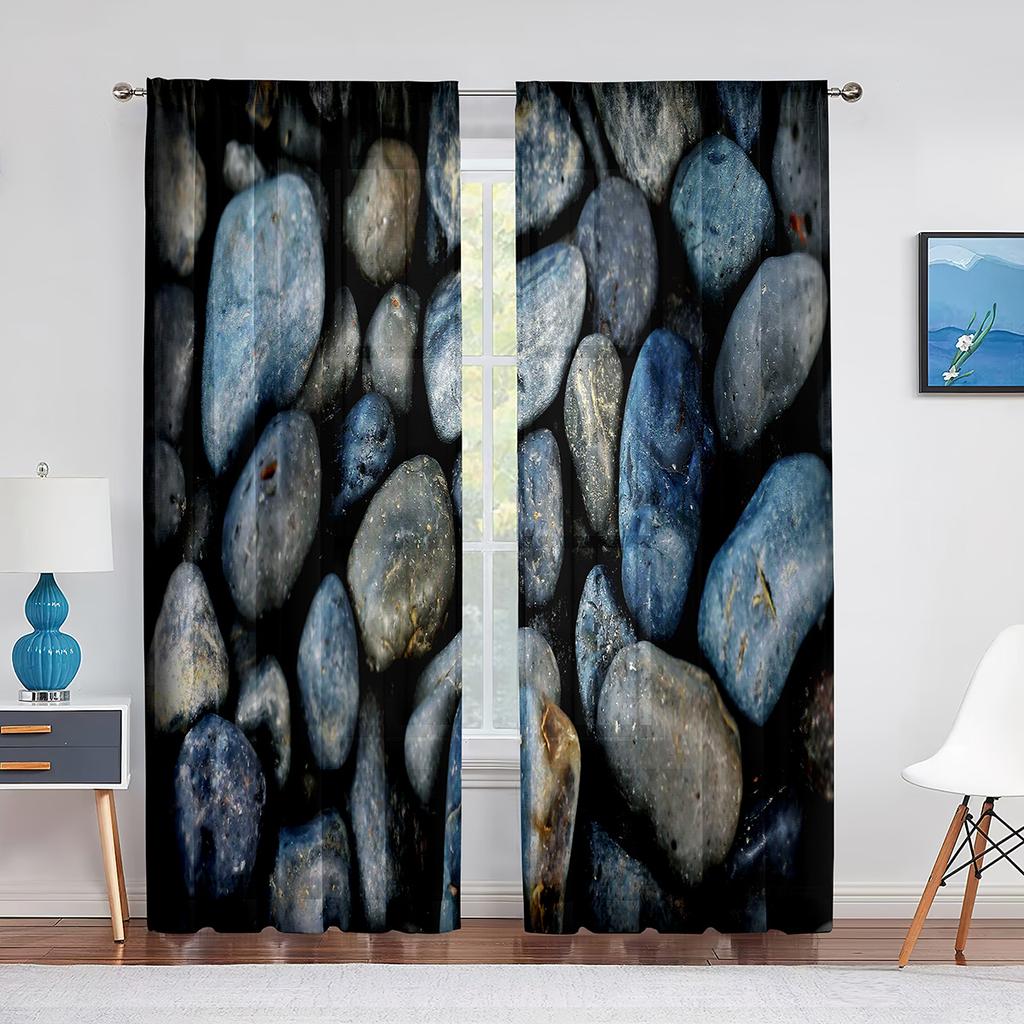 Urban Brick Slate Stone Wall Tulle Curtains for Living Room Bedroom Decoration Modern Chiffon Sheer Voile Kitchen Window Curtain