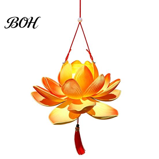 Easy Assembly Craft Kit DIY Lotus Lantern Kit, Handmade Flower Paper with LED Creative Material Set Light, Vintage Decorative Lighting for Wedding