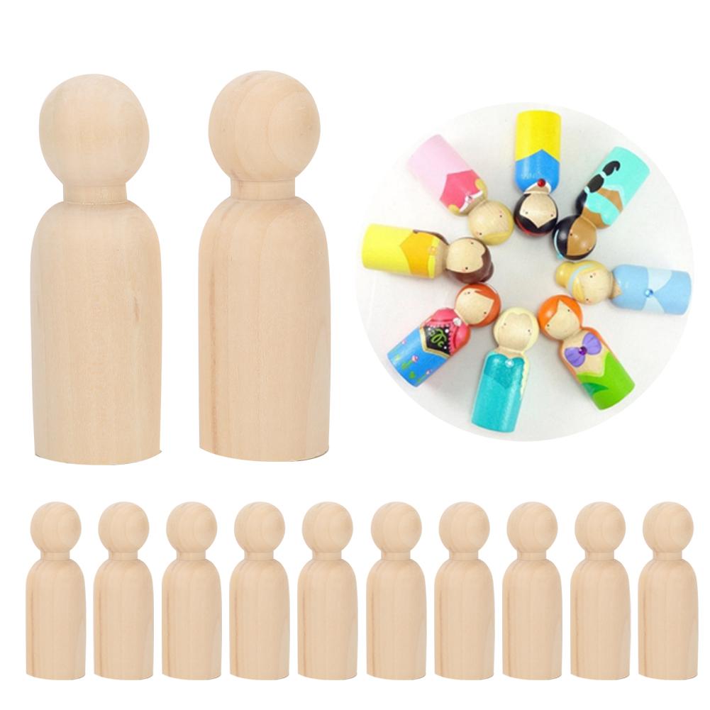 10pcs 75mm Male DIY Painting Dolls Wooden Children Painting Figure Toy Craft