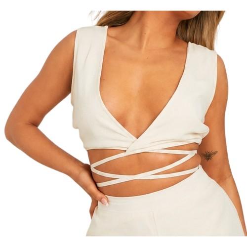 Missy Empire Womens/Ladies Linen-Look Wrap Around Sleeveless Crop Top