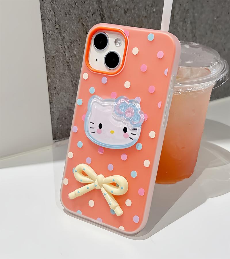 3D DIY Hello Kitty Bow Case For Samsung A57 A56 A17 A07 A53 A14 A15 A55 A32 A53 A35 A26 A12 A03 A52 A13 5G 2 in 1 Phone Casing
