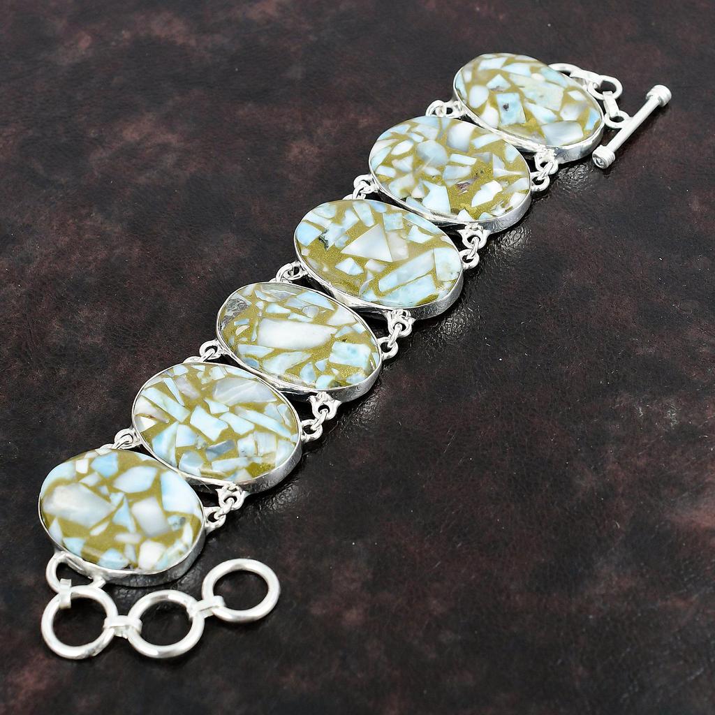 Kupfer-Larimar-Armband, zierlicher Edelstein-Schmuck, 925er-Sterlingsilber-Armband, handgefertigter einzigartiger Schmuck, verstellbares Kettenarmband, Geschenk für ihn