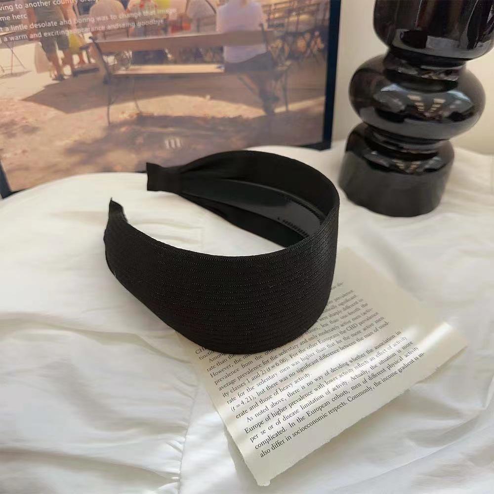 Retro French Wide Skull Top Sponge Headband for Women - Milk Coffee Color Hair Accessory