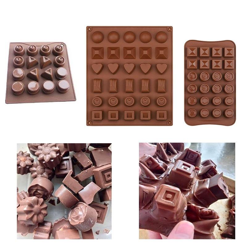 Silicone Chocolate Mold Set Non Stick Geometric Shape Candy Molds for Baking DIY Craft Ice Cake Decorations and Soap Making
