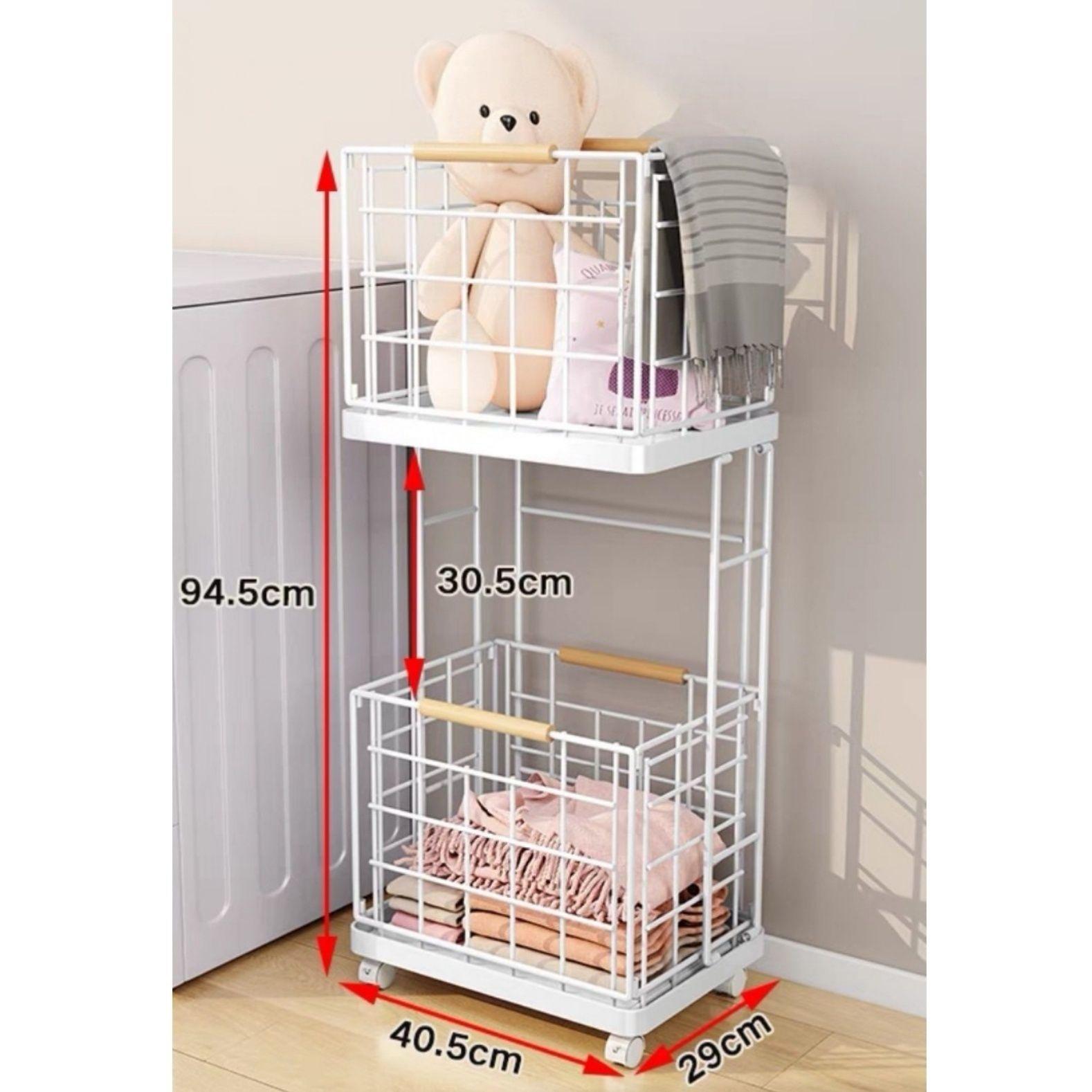 

2-х уровневая тележка для хранения большой емкости с колесами съемная многофункциональная корзина для белья стойка для хранения для дома фермерского дома