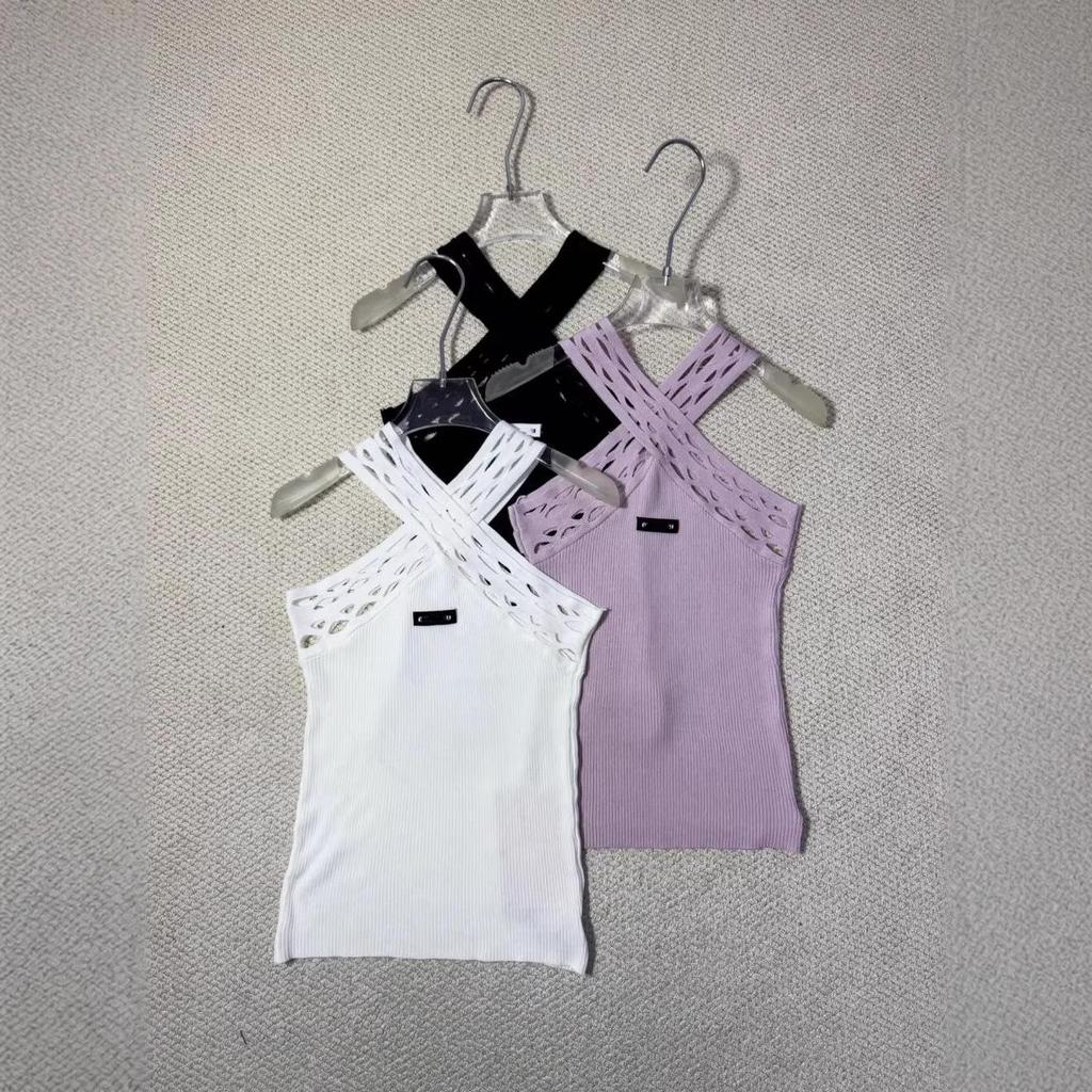Miu Style Summer Cross Halter Knit Tank Top - Slim Fit, Sexy, Simple, Versatile.