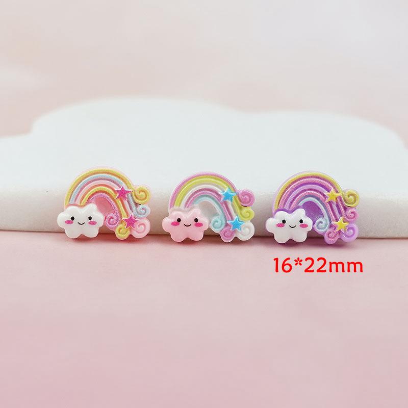20Pcs New Mini Cartoon Cute Rainbow Flat Back Resin Cabochon Scrapbook Kawaii Diy Embellishments Charm Decorate Accessories A90